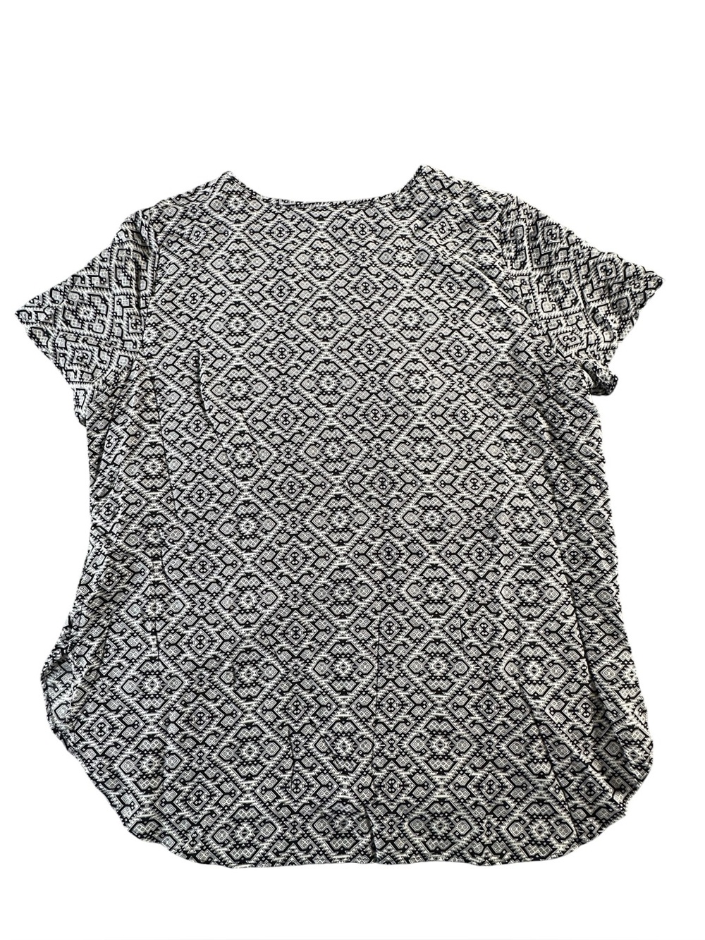 Christopher & Banks XL Black White Geometric Tile Short Sleeve Rayon Top - Picture 3 of 7